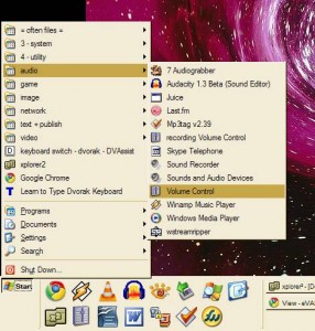 Windows XP - start menu - with Added Categories (click image for larger)